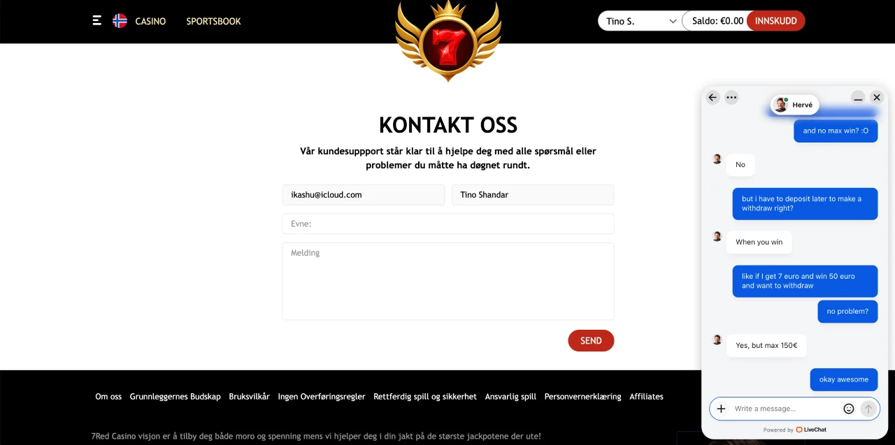 7red casino norge support 7red casino norge support