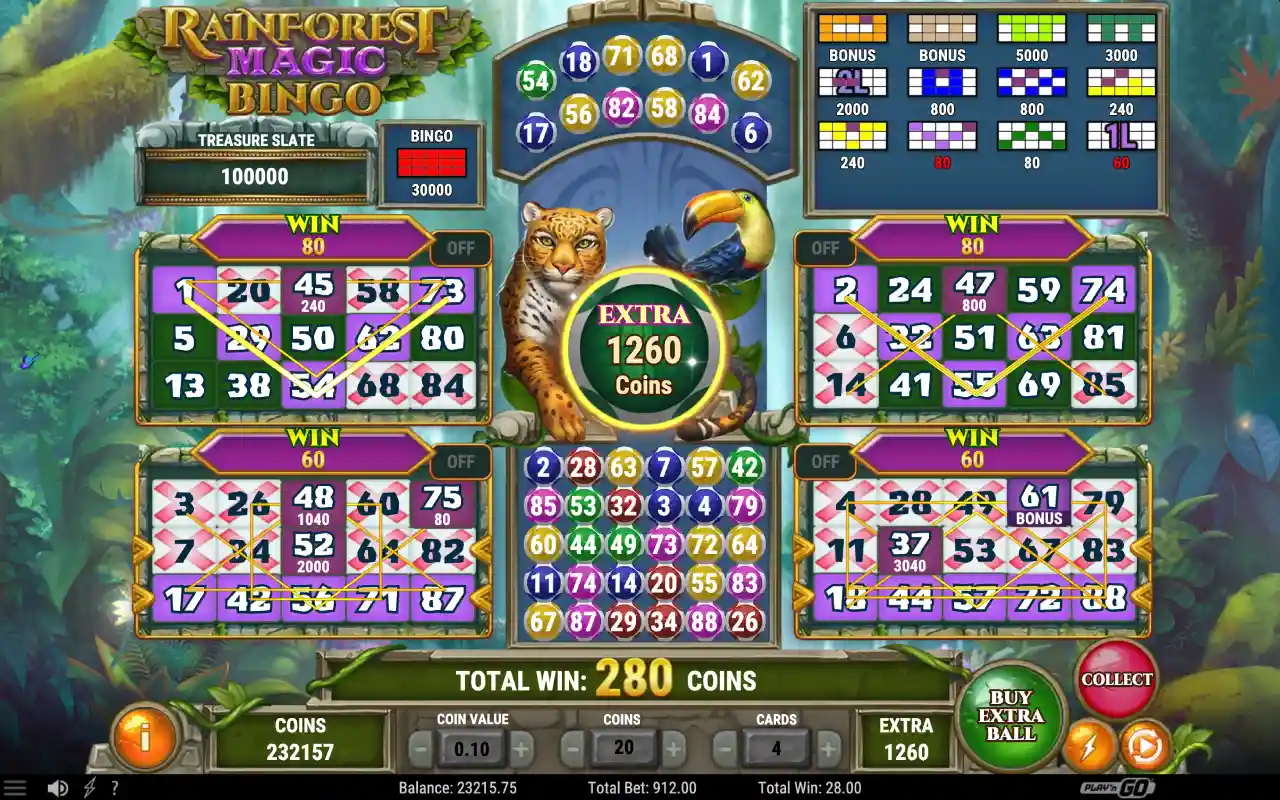 rainforest magic bingo automat oppsett