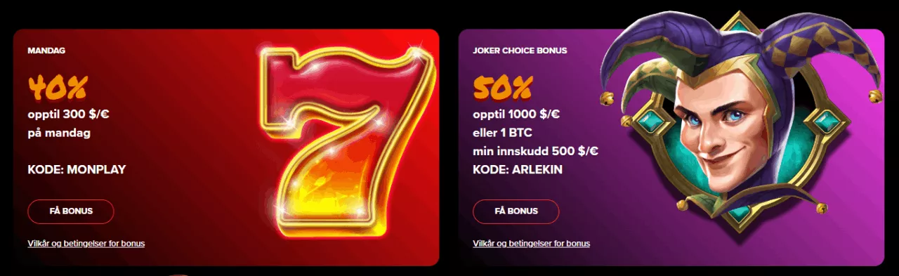 arlekin casino norge kampanjer