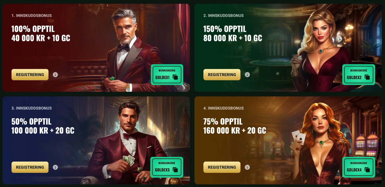 goldex casino norge bonus
