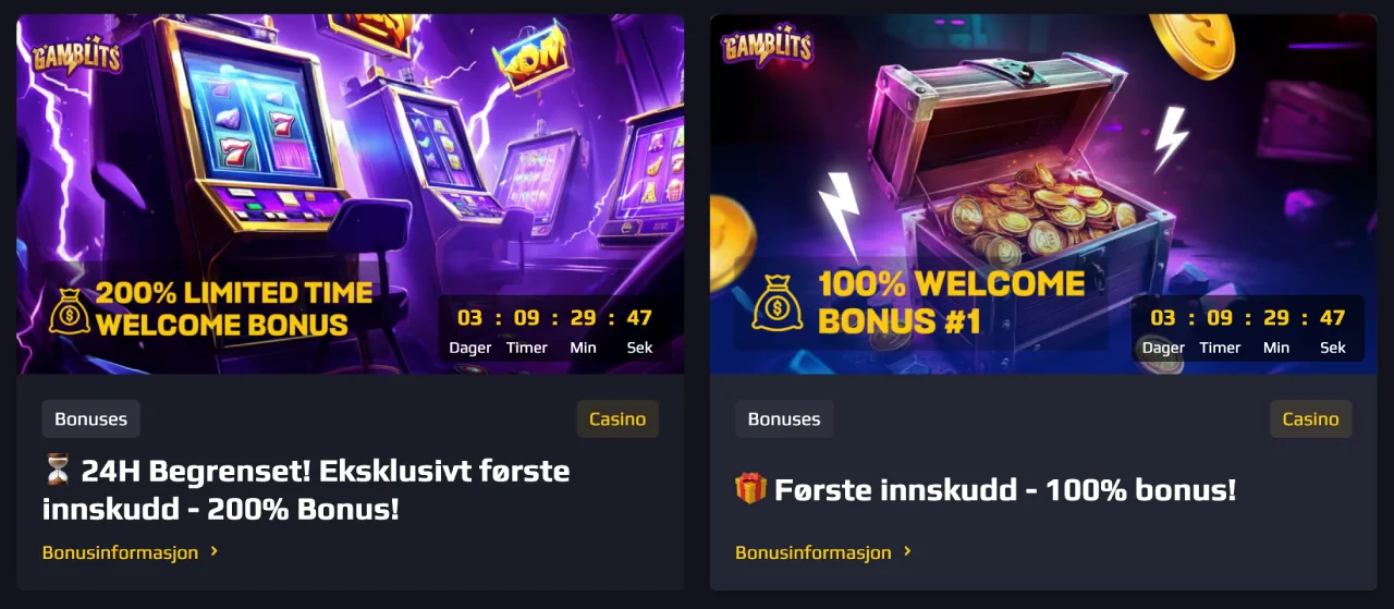 gamblits casino norge bonus