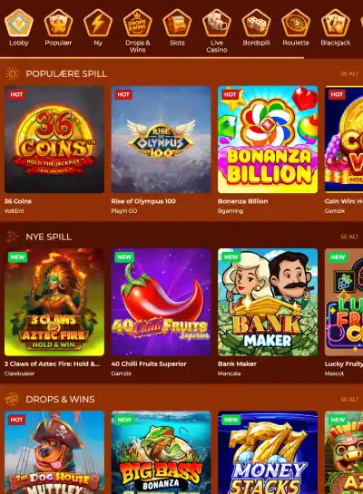 vegazone casino norge spill