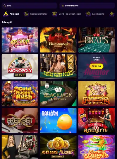 casinoloots norge spill