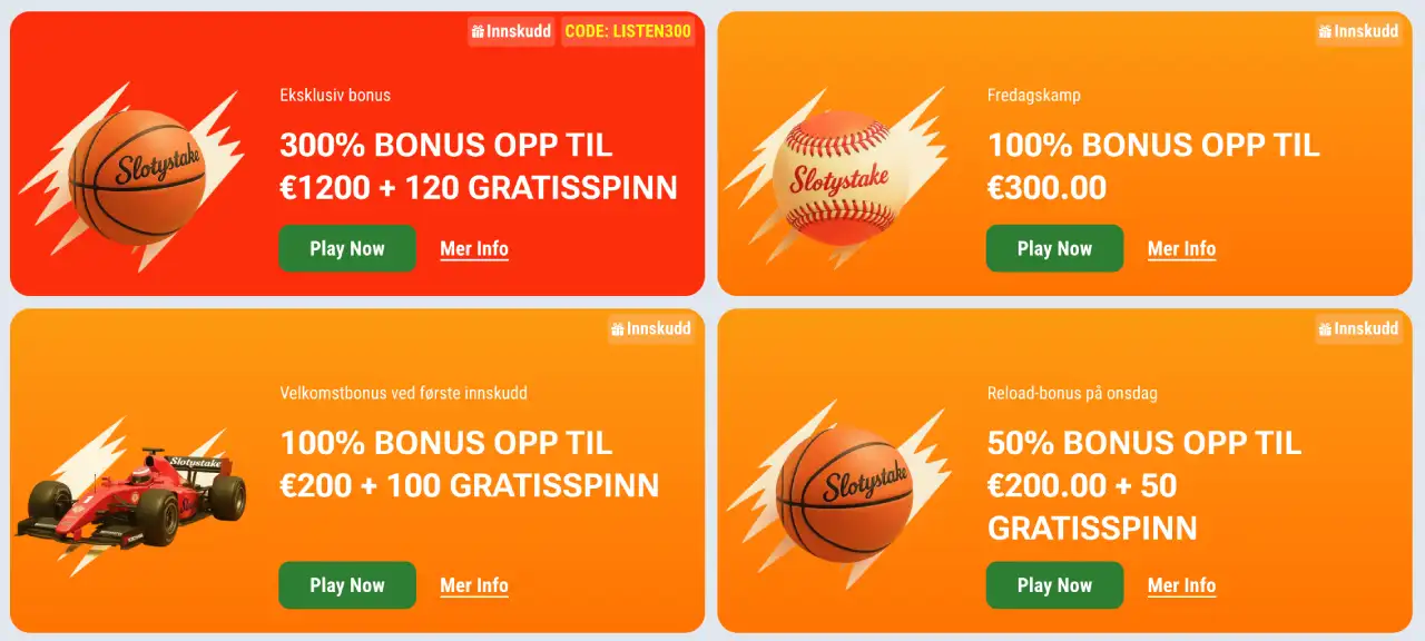 slotystake casino norge bonus