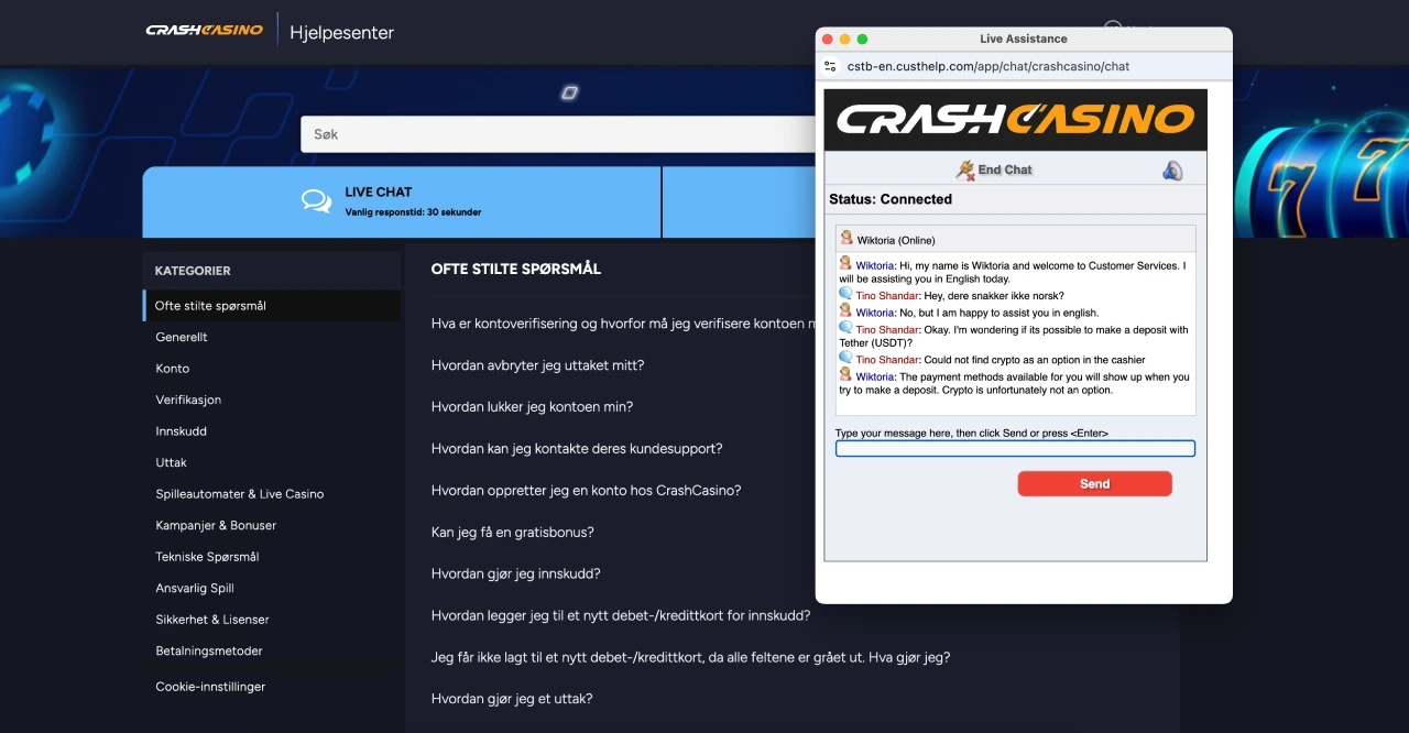 crash casino norge support crash casino norge support