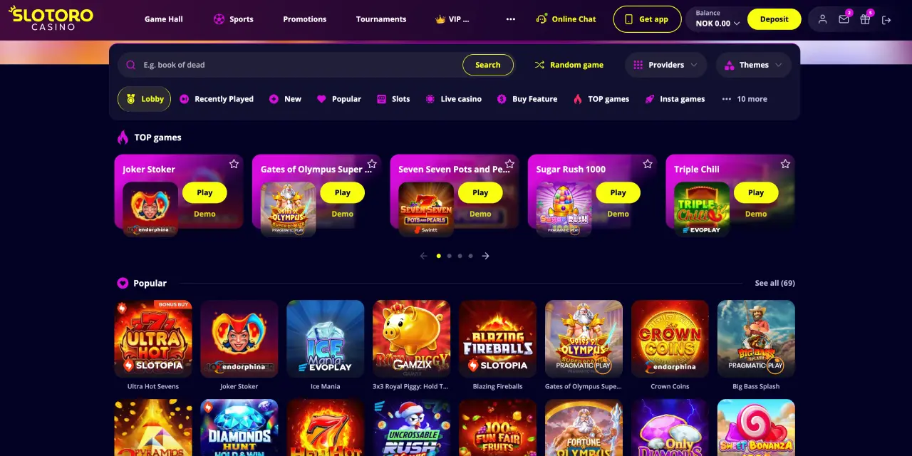 slotoro casino norge spill
