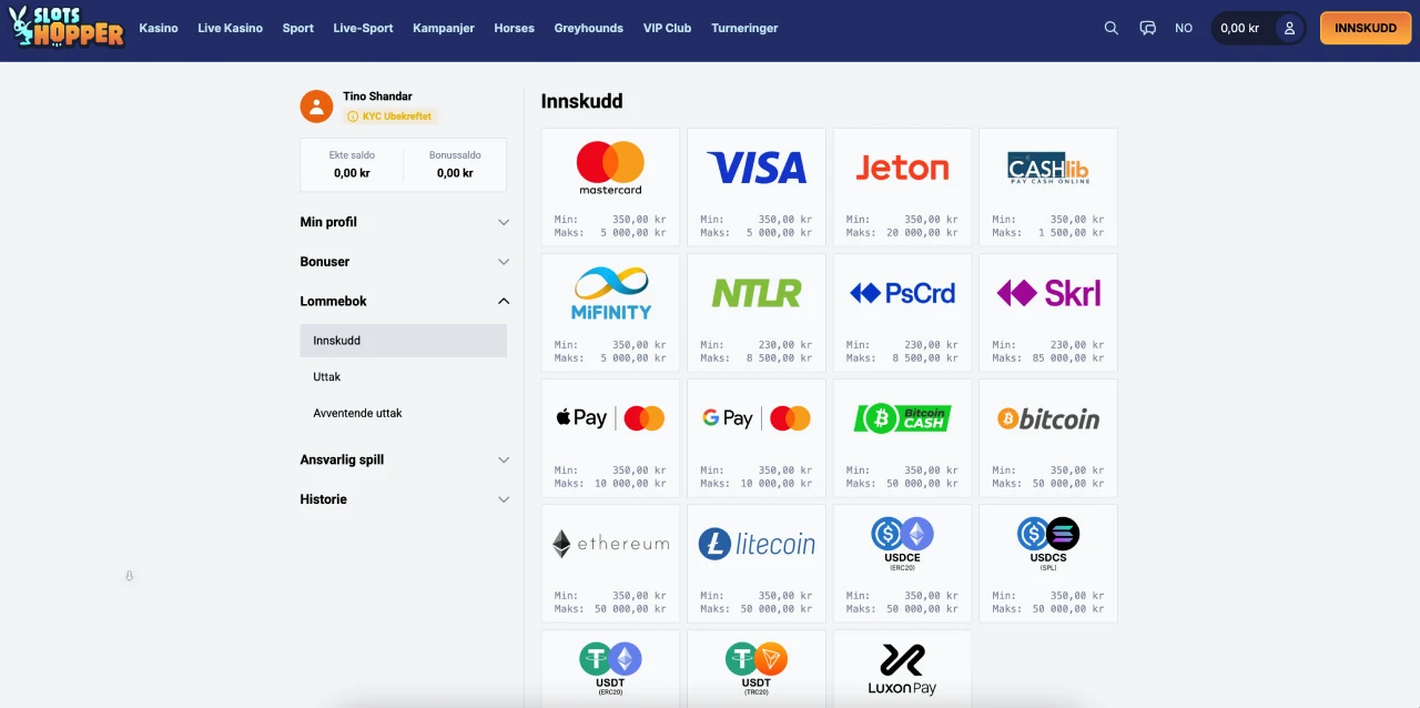 slotshopper casino norge betalinger