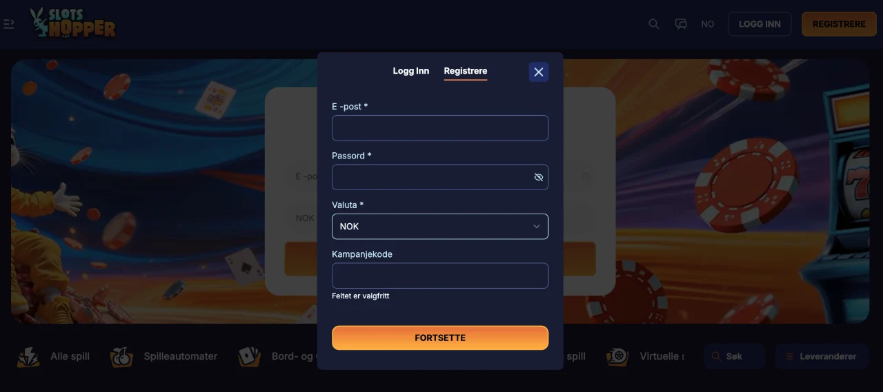 slotshopper casino norge registrere