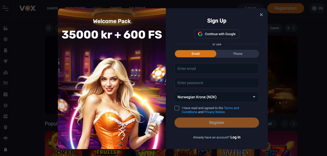 vox casino norge registrere