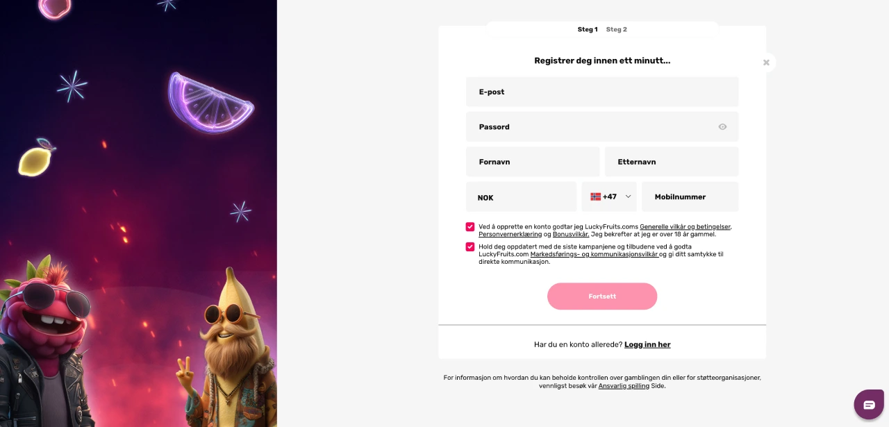 luckyfruits casino norge registrere