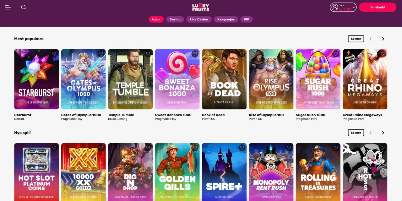 luckyfruits casino norge spill