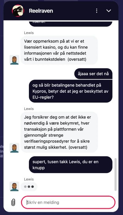 reelraven casino norge support