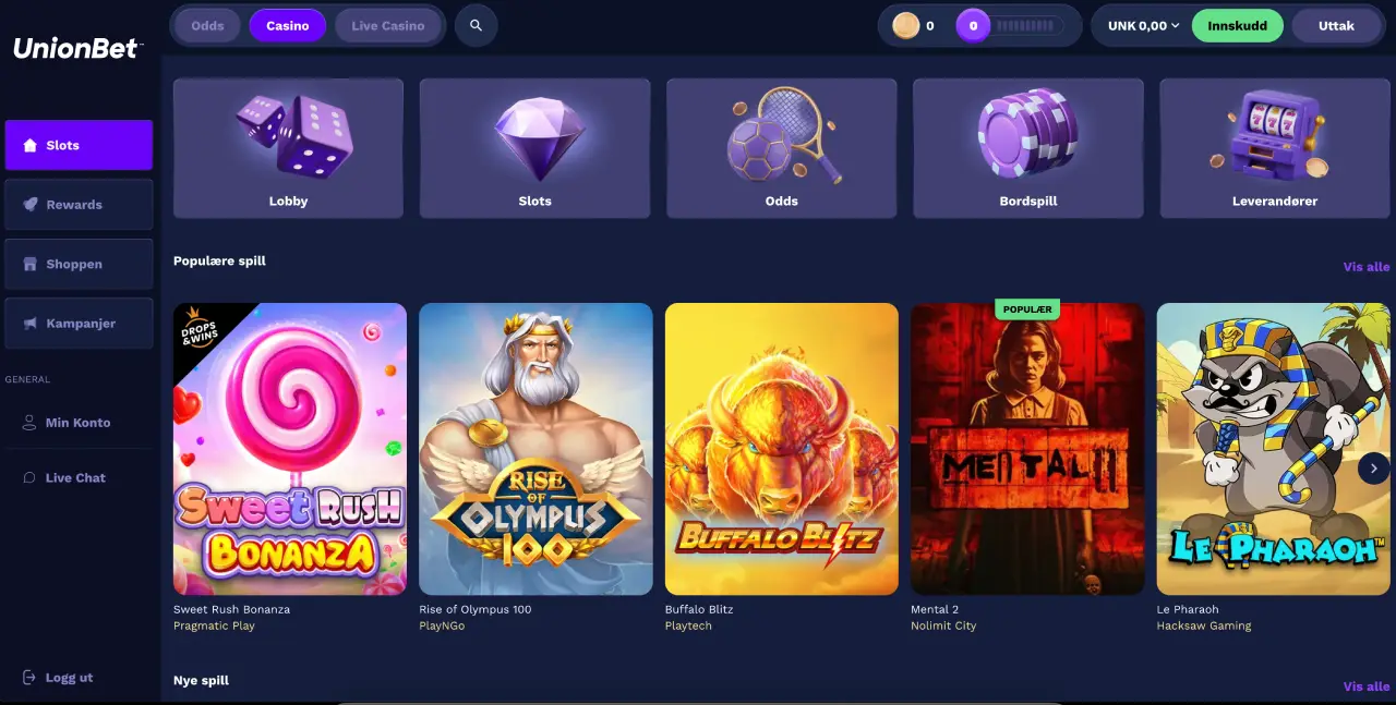 unionbet casino norge spill