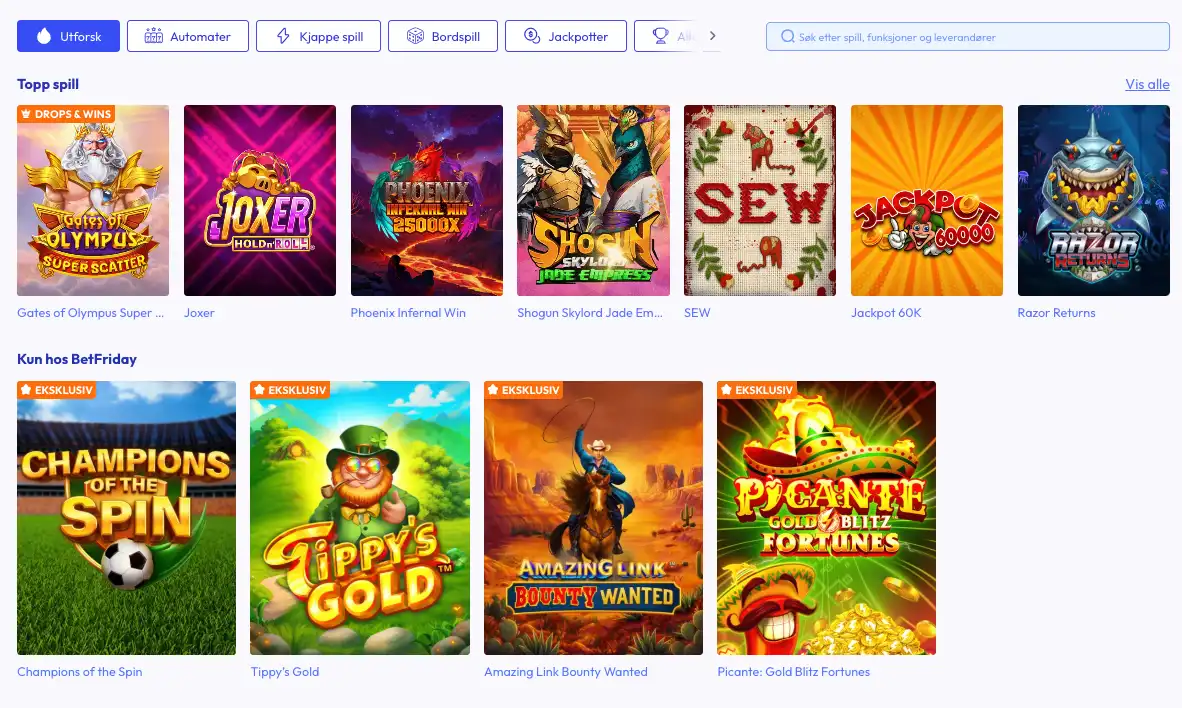 betfriday casino norge spill