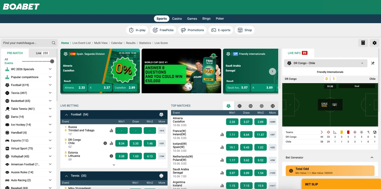 boabet odds sport