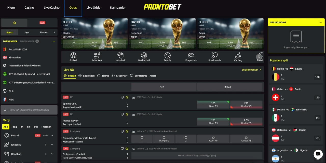 prontobet odds sport