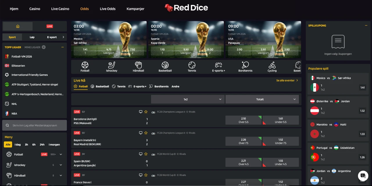 reddice odds sport