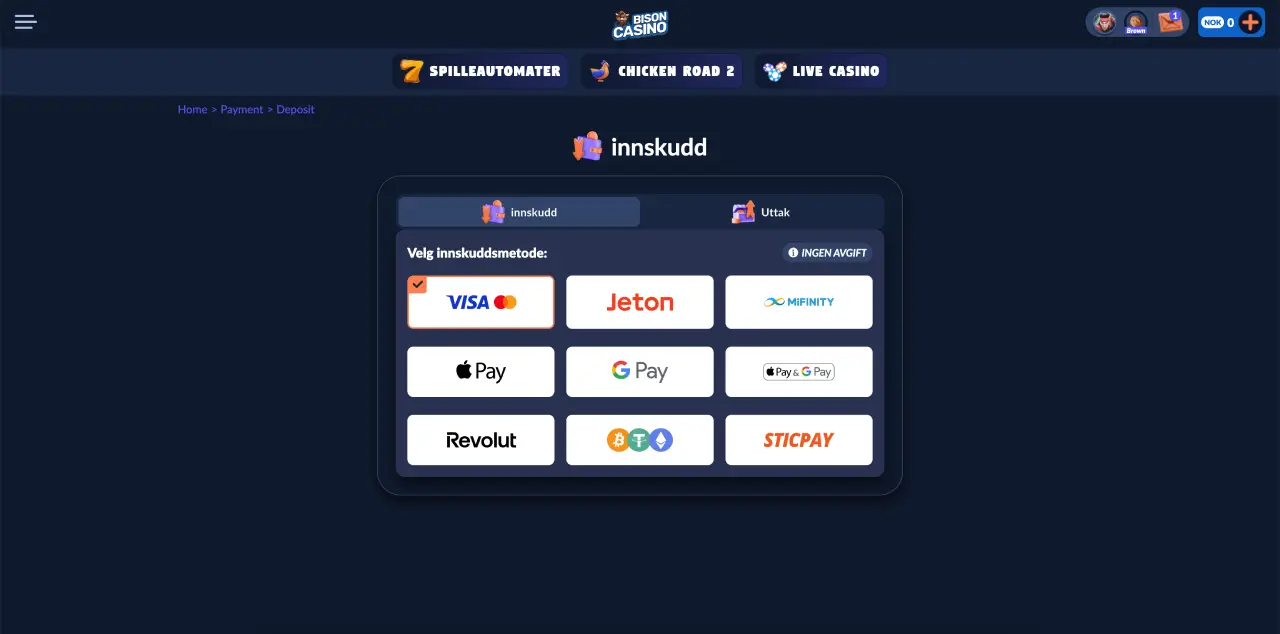 bison casino norge betalinger