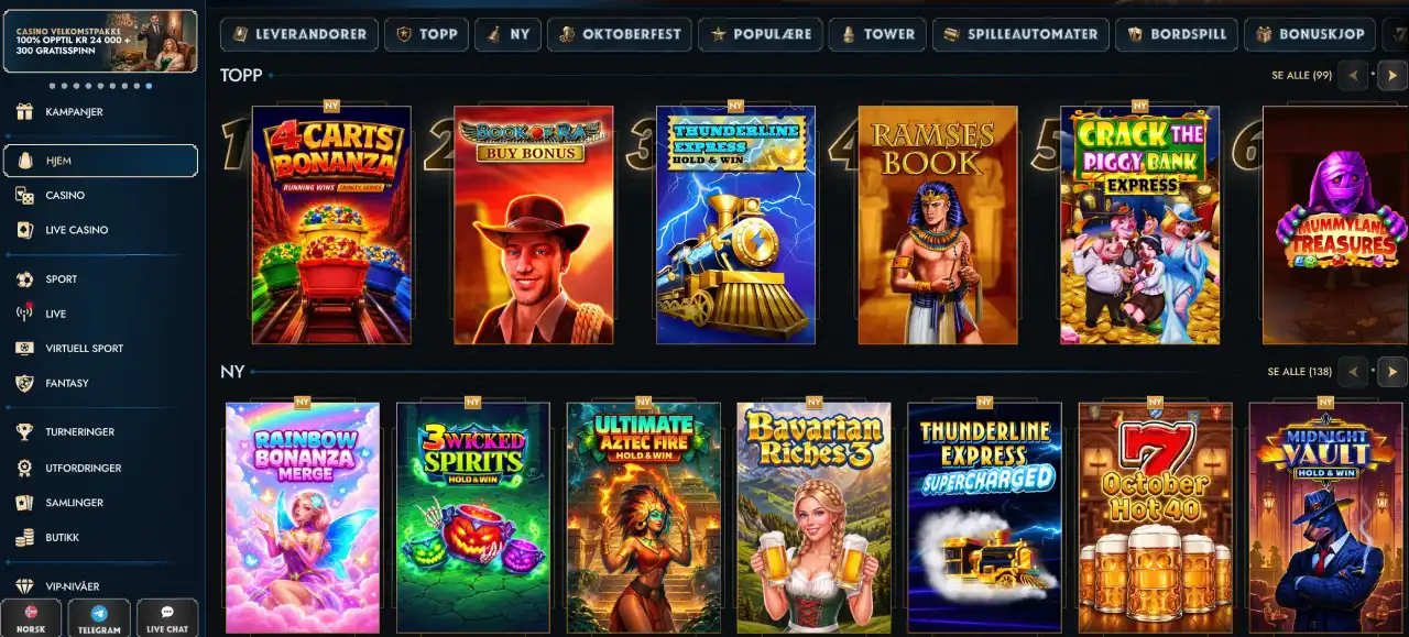 tower casino norge spill