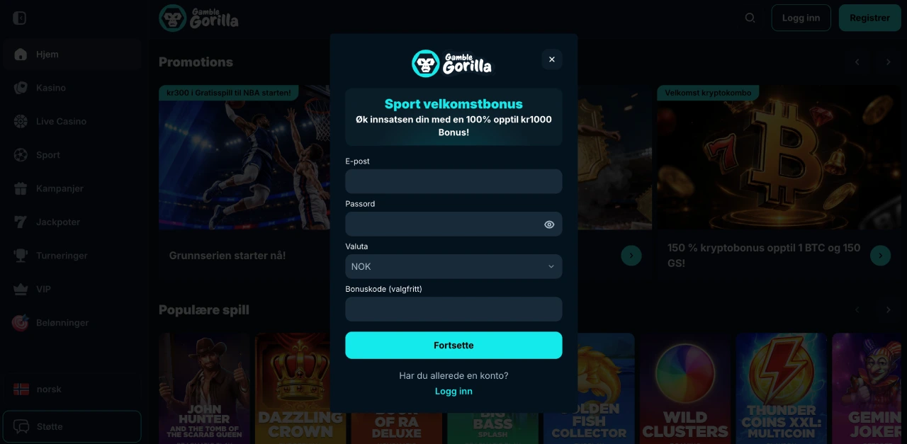 gamblegorilla casino norge registrere gamblegorilla casino norge registrere