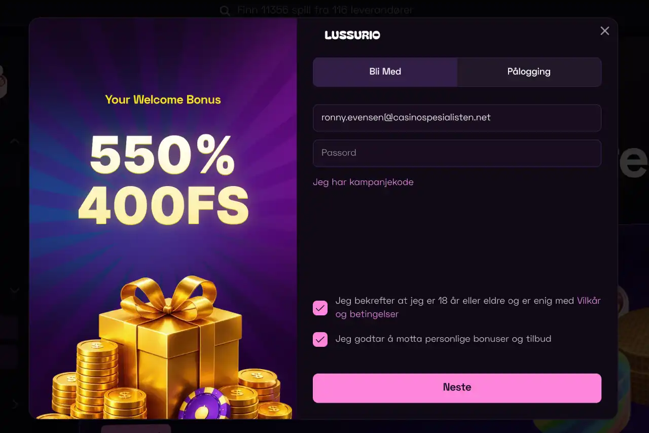 lussurio casino norge registrere