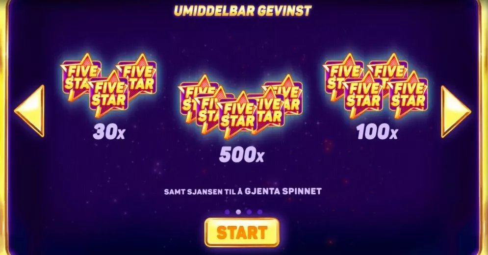 Five star - umiddelbar gevinst