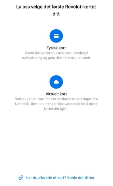 Revolut fysisk eller virtuelt kort