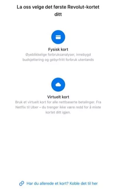 Revolut fysisk eller virtuelt kort