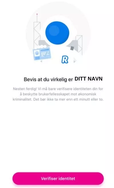 Revolut vertifiser din identitet for å bekrefte at det er deg.