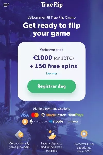 TrueFlip casino velkomstbonus