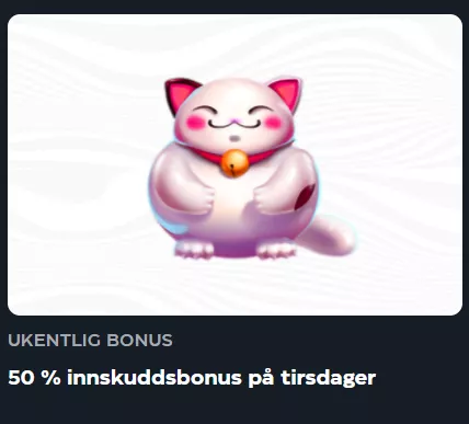 Ukentlig innskuddsbonus på tirsdager