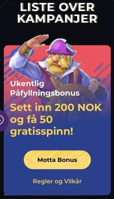 Ukentlig påfyllingsbonus