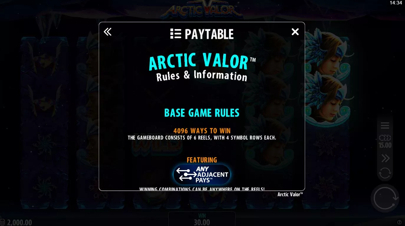 arctic valor - paytable