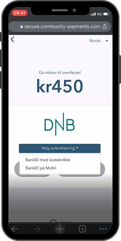 community payments steg 4 - autoriser deg med bankid 1 av 2