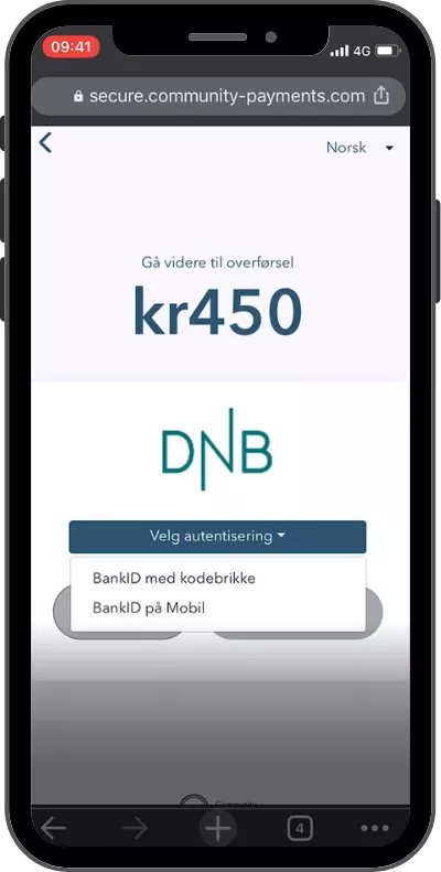 community payments steg 4 - autoriser deg med bankid 1 av 2