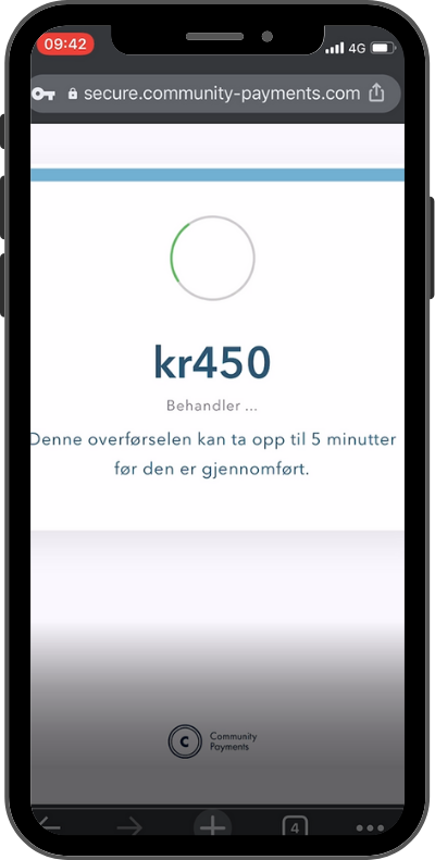 community payments steg 6 - innskuddet krysses opp mot uttak
