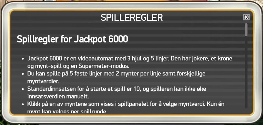 jackpot 6000 spillregler